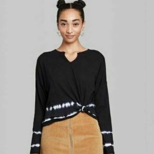 Wild Fable Black/White Tie Dye Long Sleeve Top